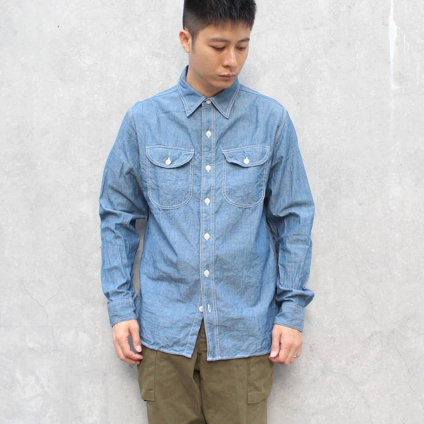 EMPIRE & SONS -
5OZ L/S WORK SELVAGE CHAMBRAY SHIRT