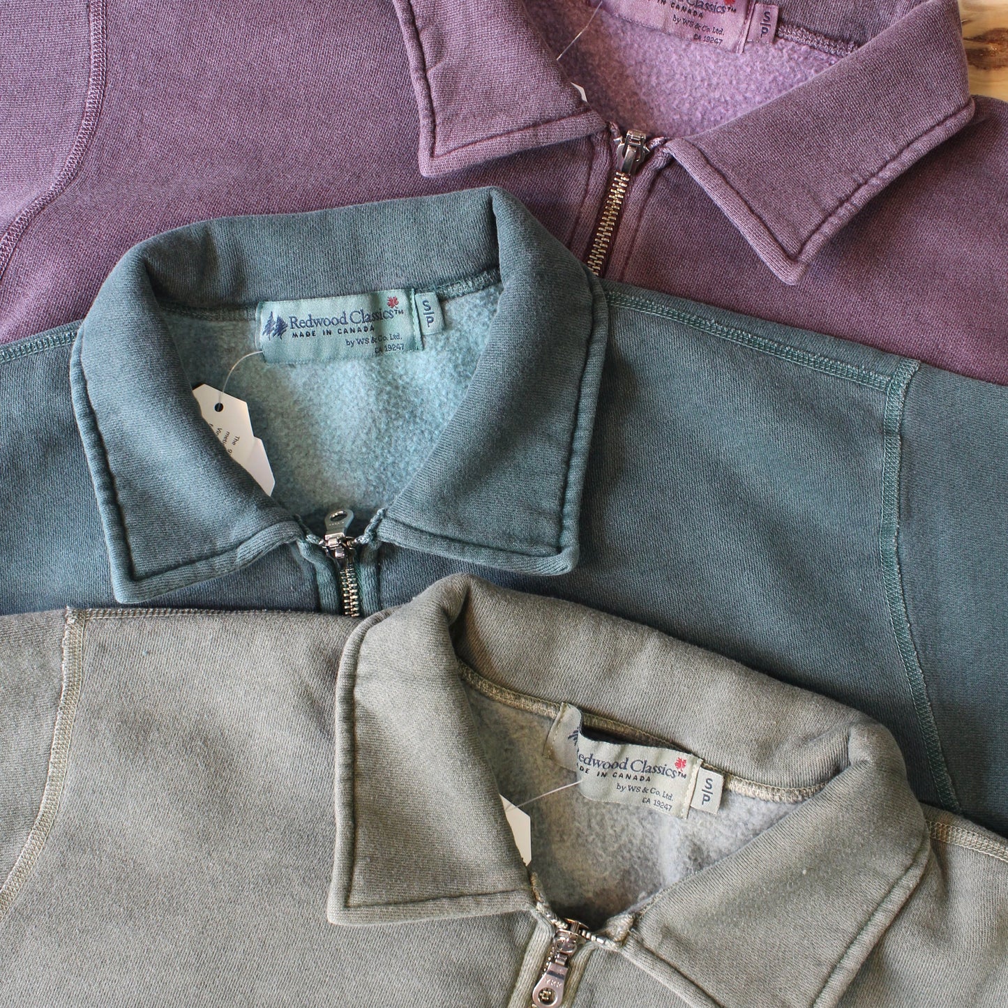 REDWOOD CLASSICS -
HEAVYWEIGHT HALF ZIP POLO SWEATSHIRT(GARMENT WASHED)