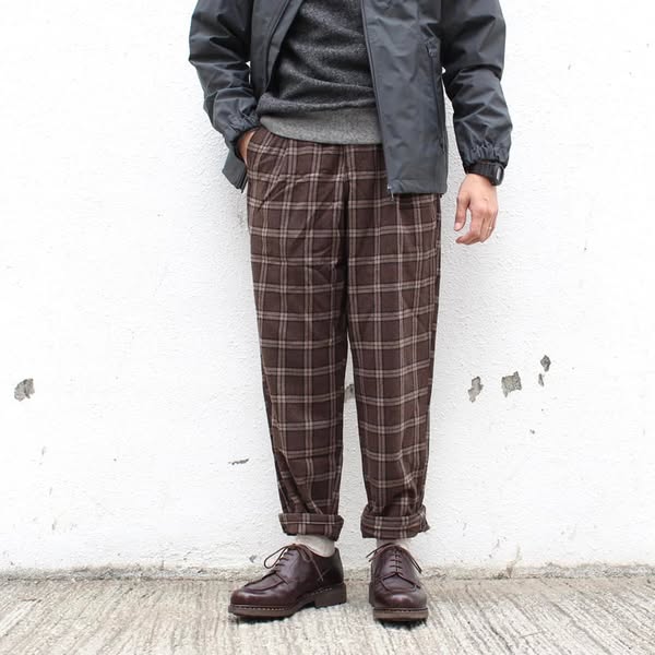 GRAMICCI - WOOL BLEND TUCK TAPERED PANTS