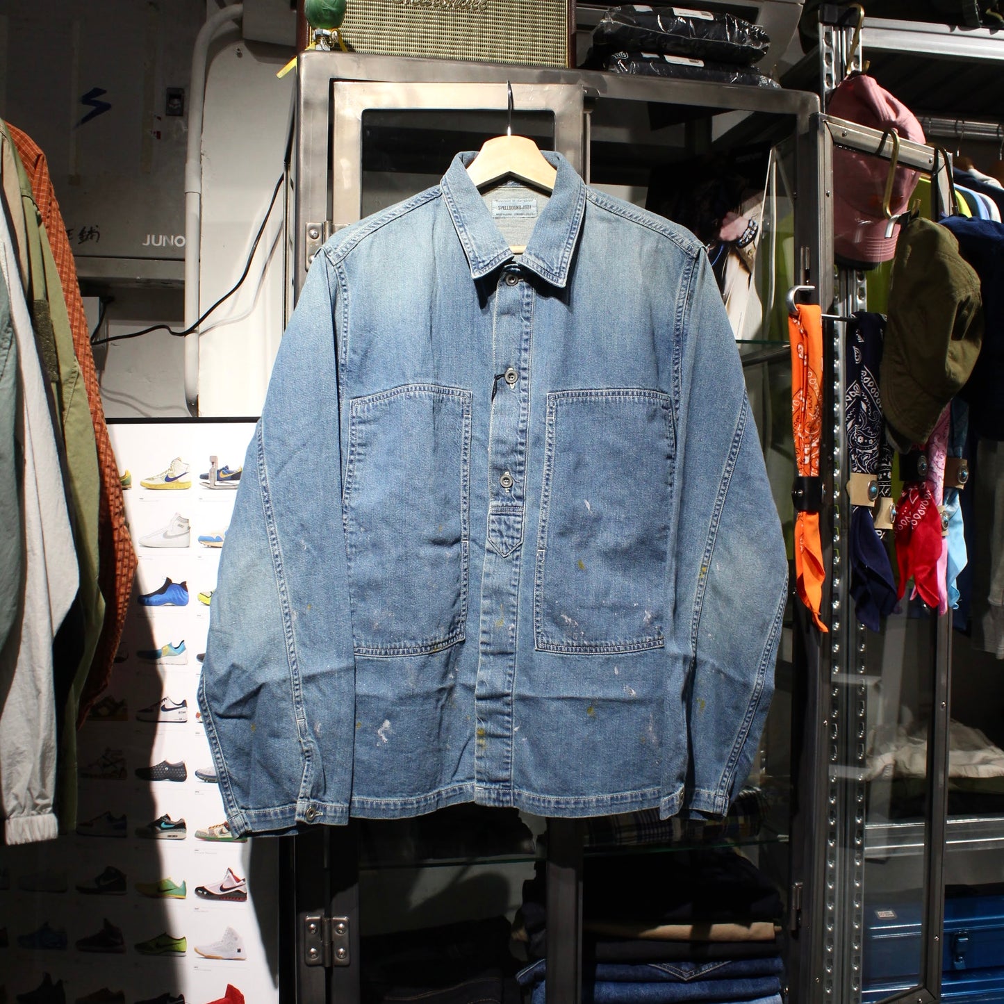 SPELLBOUND - 
8OZ DENIM SHIRT JACKET COTTON LINEN
(USED WASH)