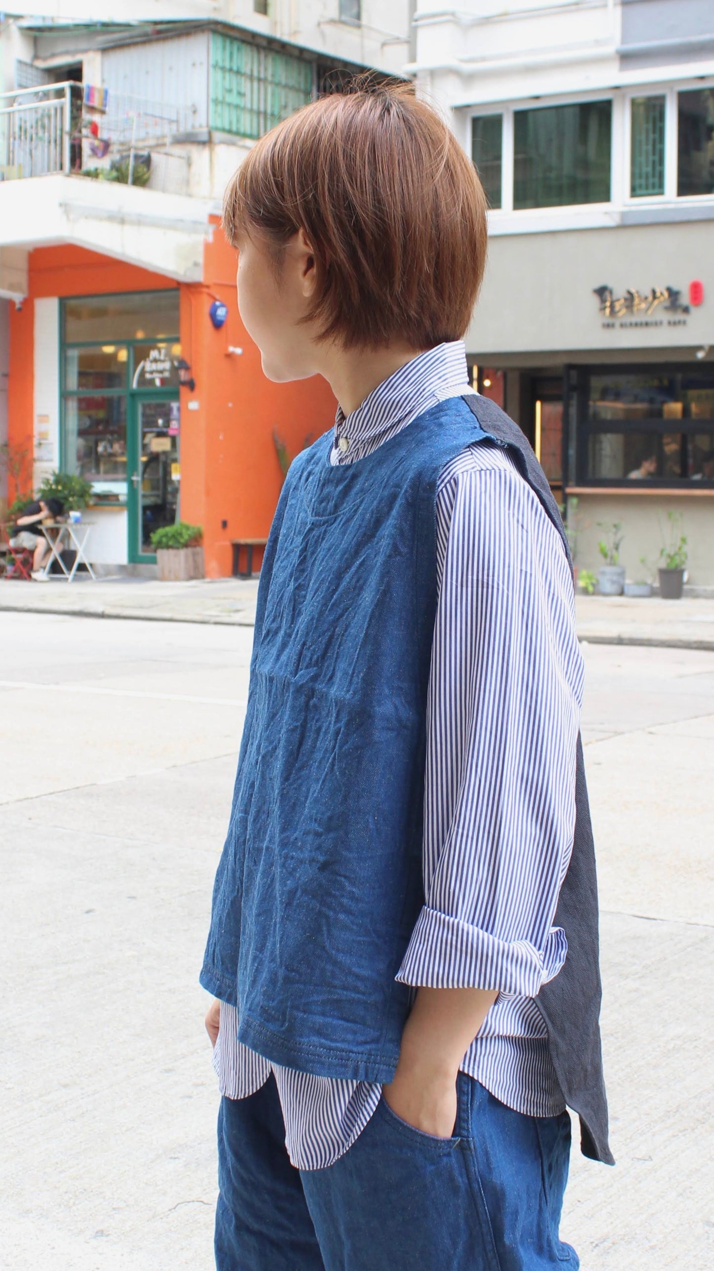 Brocante - 
Cotton Linen Denim Vest