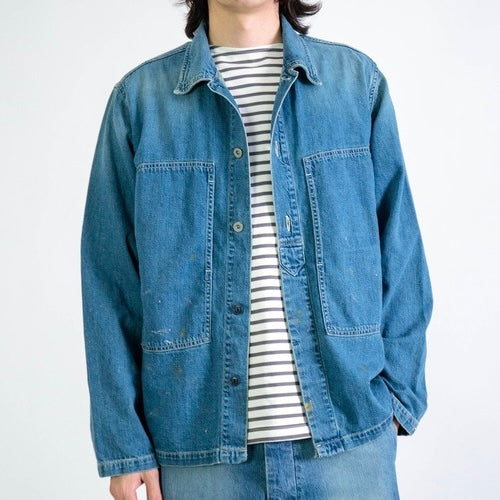 SPELLBOUND - 
8OZ DENIM SHIRT JACKET COTTON LINEN
(USED WASH)