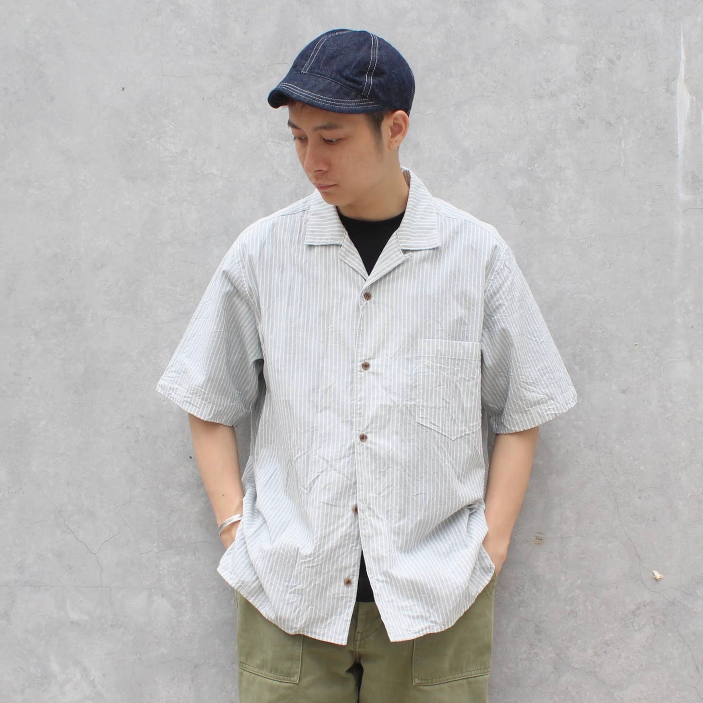 MANUAL ALPHABET -
60LWAN OPEN COLLAR S/S SHIRT