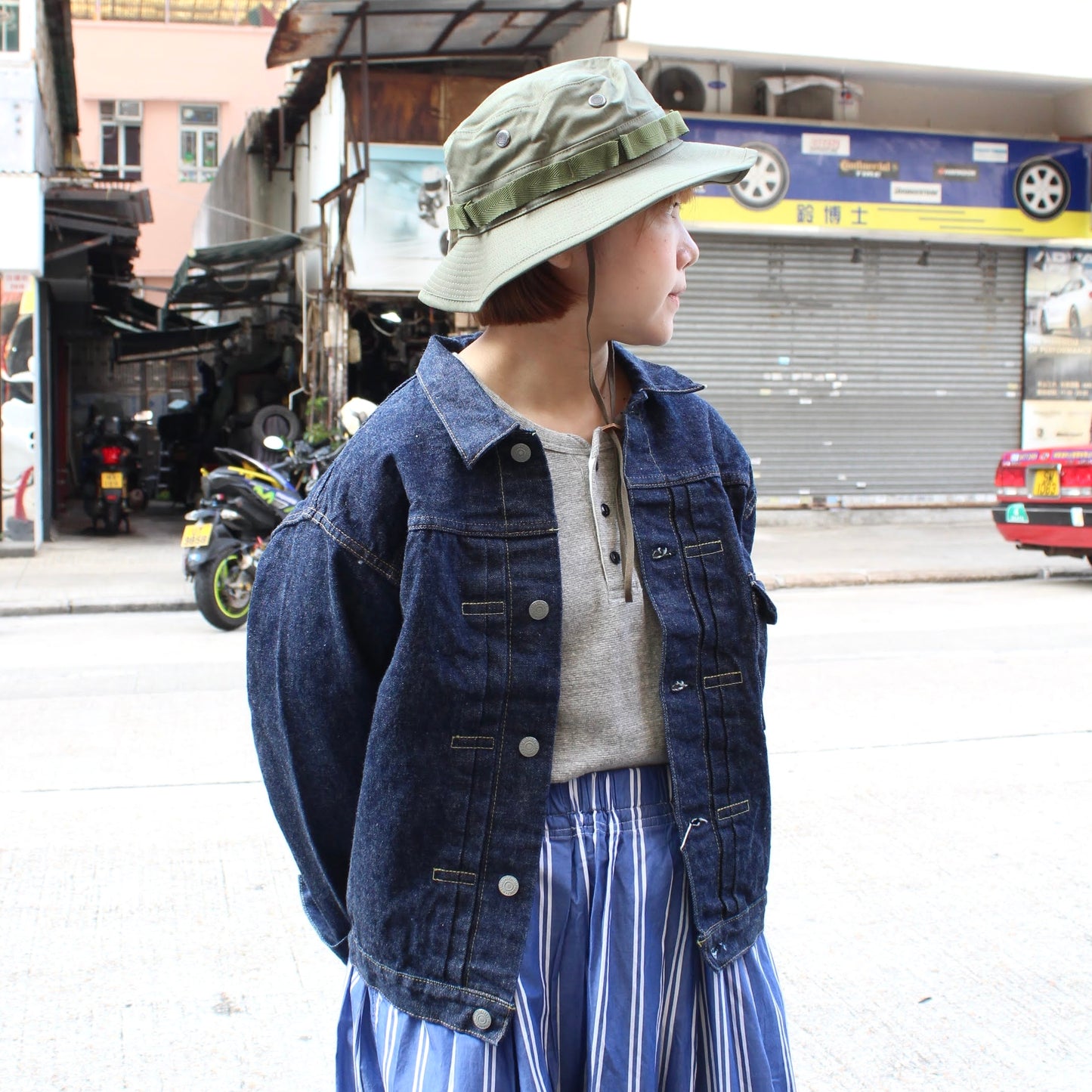 OrSlow - 40’S PLEATED FRONT BLOUSE DENIM JACKET