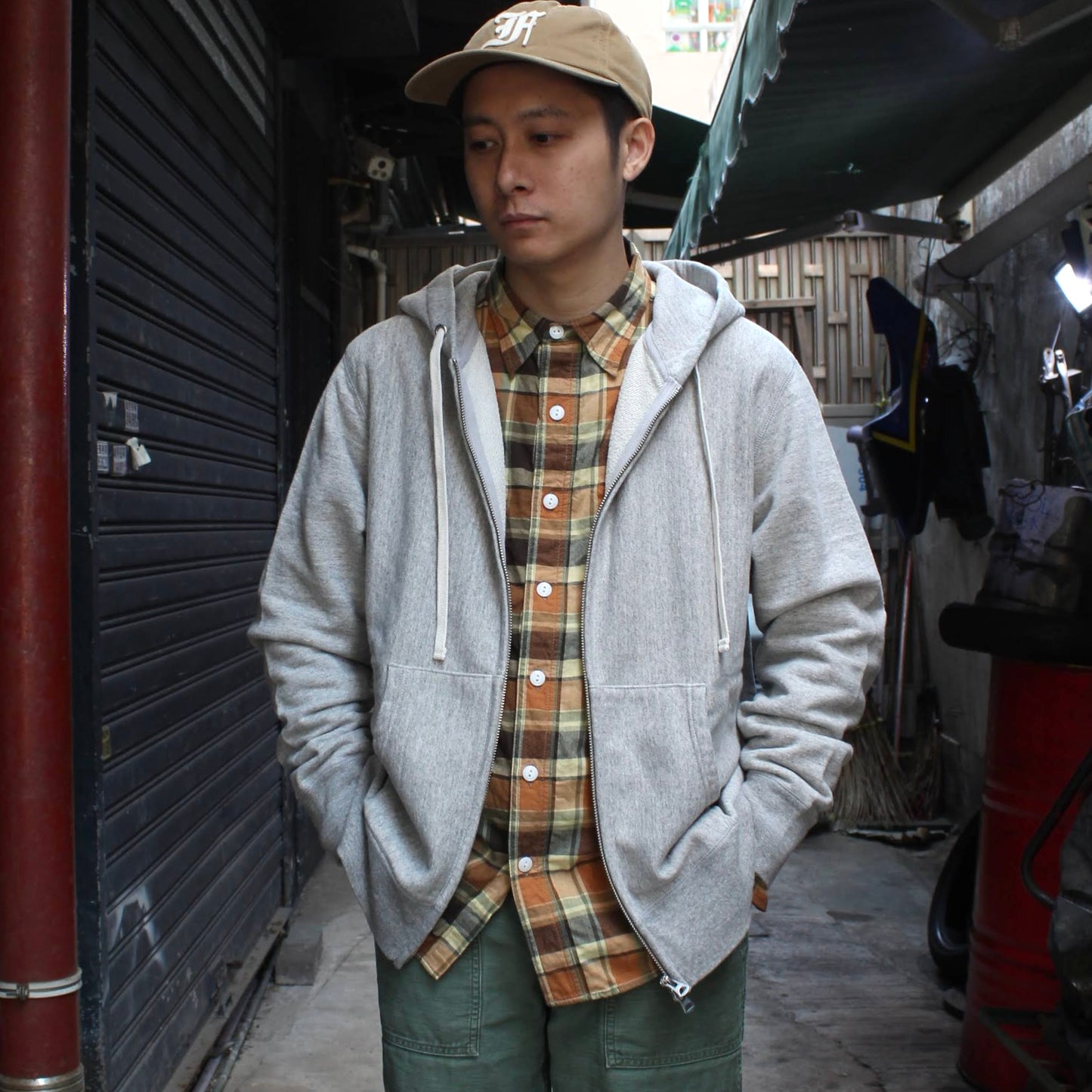 FELCO -
10OZ FRENCH TERRY INVERSE WEAVE KANGAROO ZIP-UP PARKA