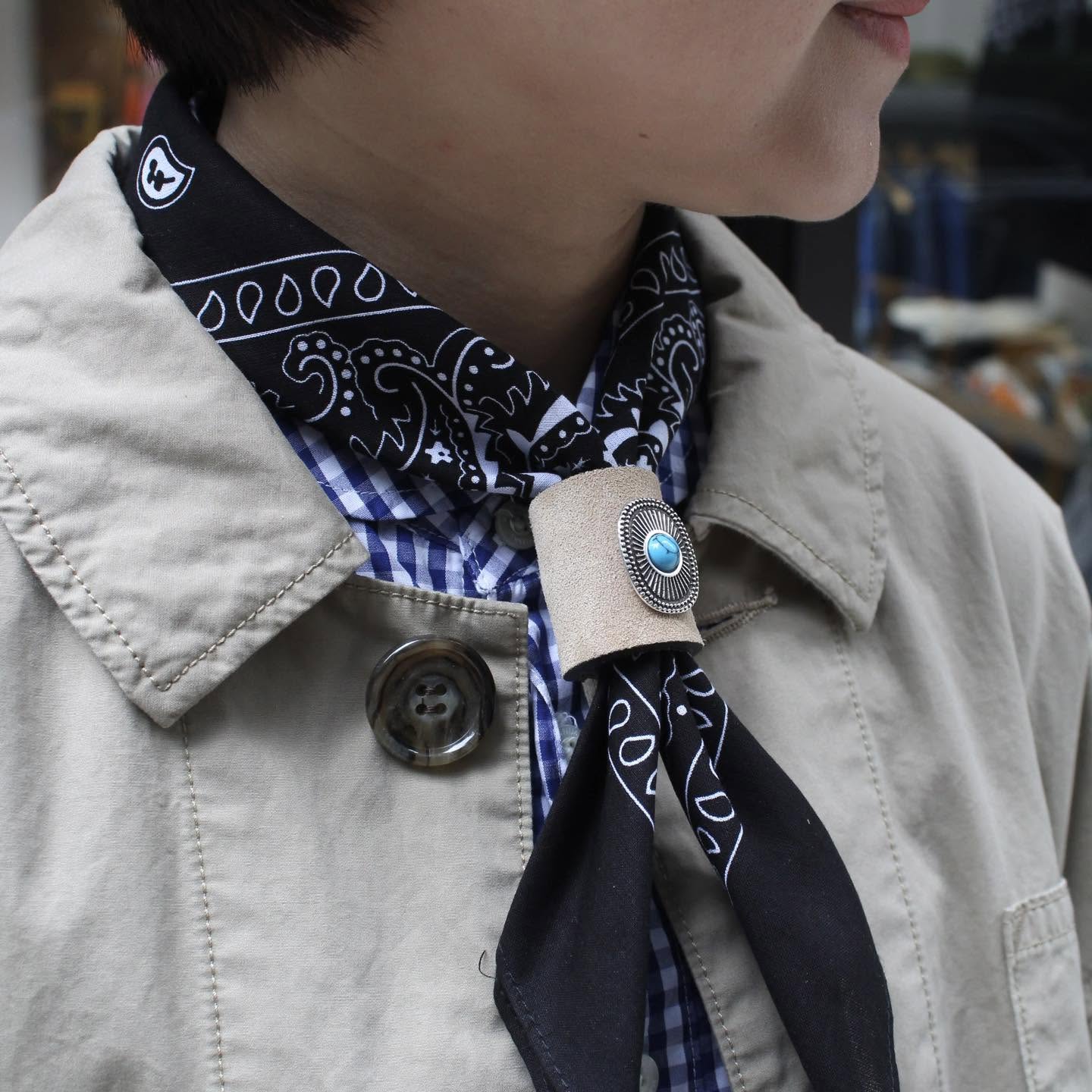 MANCINO - ACCESSORI BANDANA WITH LEATHER TURQUOISE