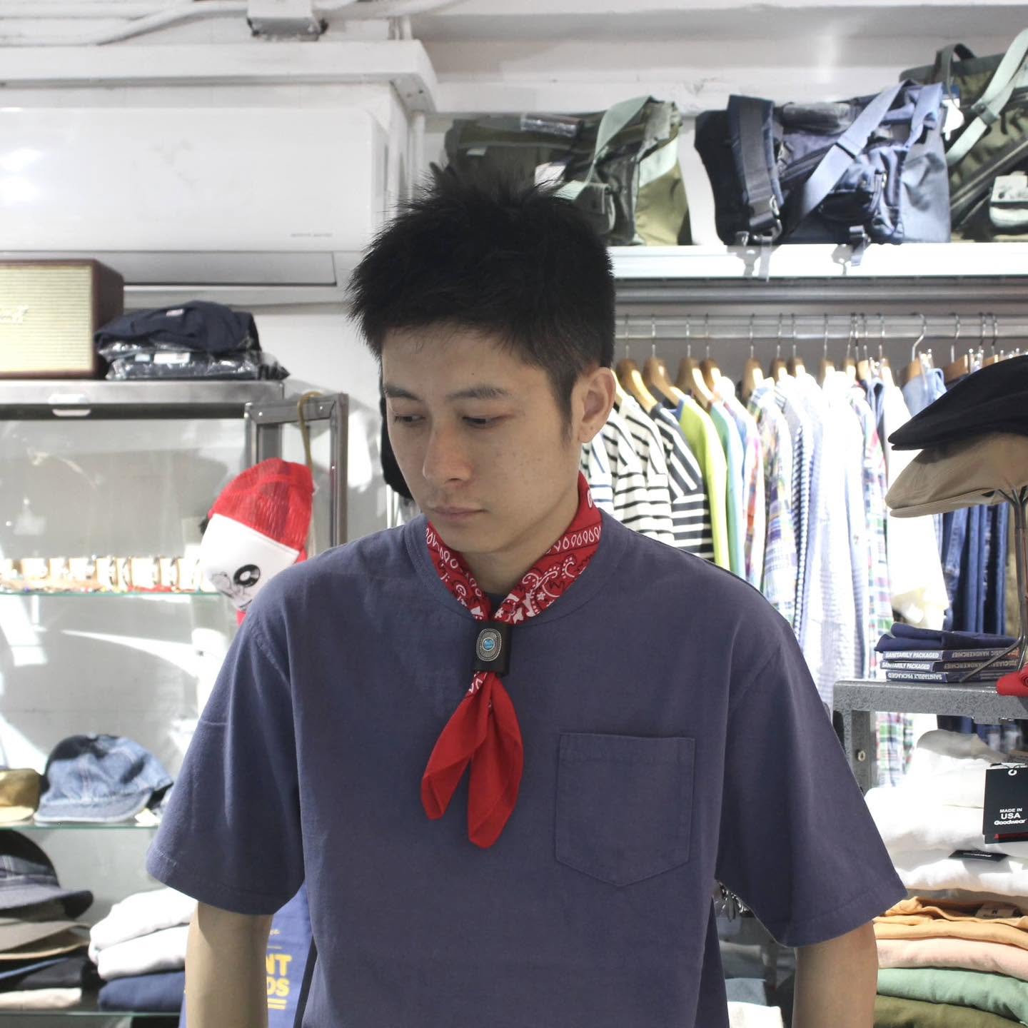 MANCINO - ACCESSORI BANDANA WITH LEATHER TURQUOISE