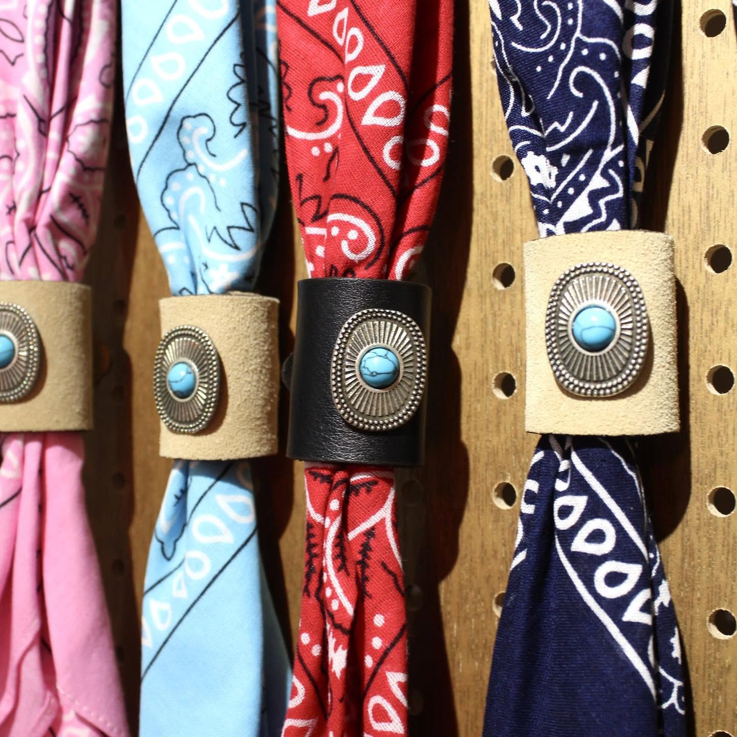 MANCINO - ACCESSORI BANDANA WITH LEATHER TURQUOISE