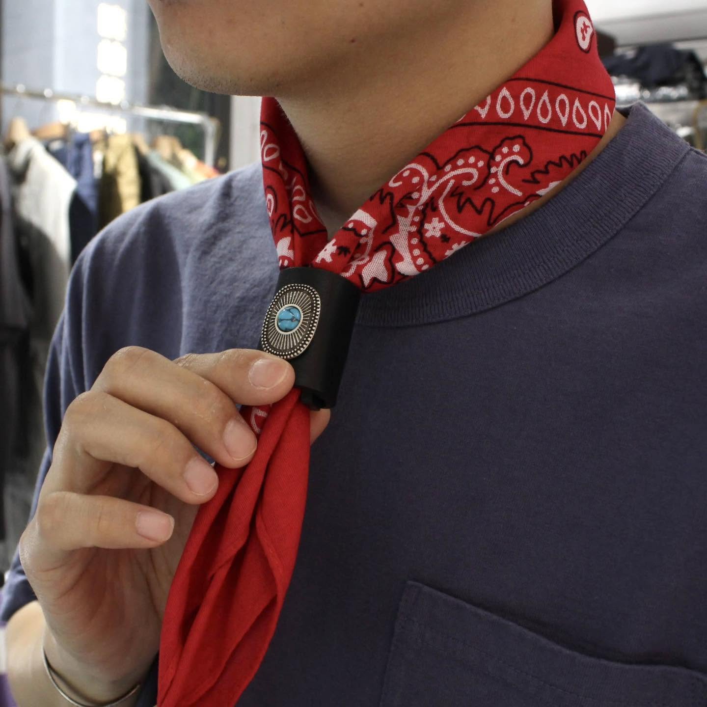 MANCINO - ACCESSORI BANDANA WITH LEATHER TURQUOISE