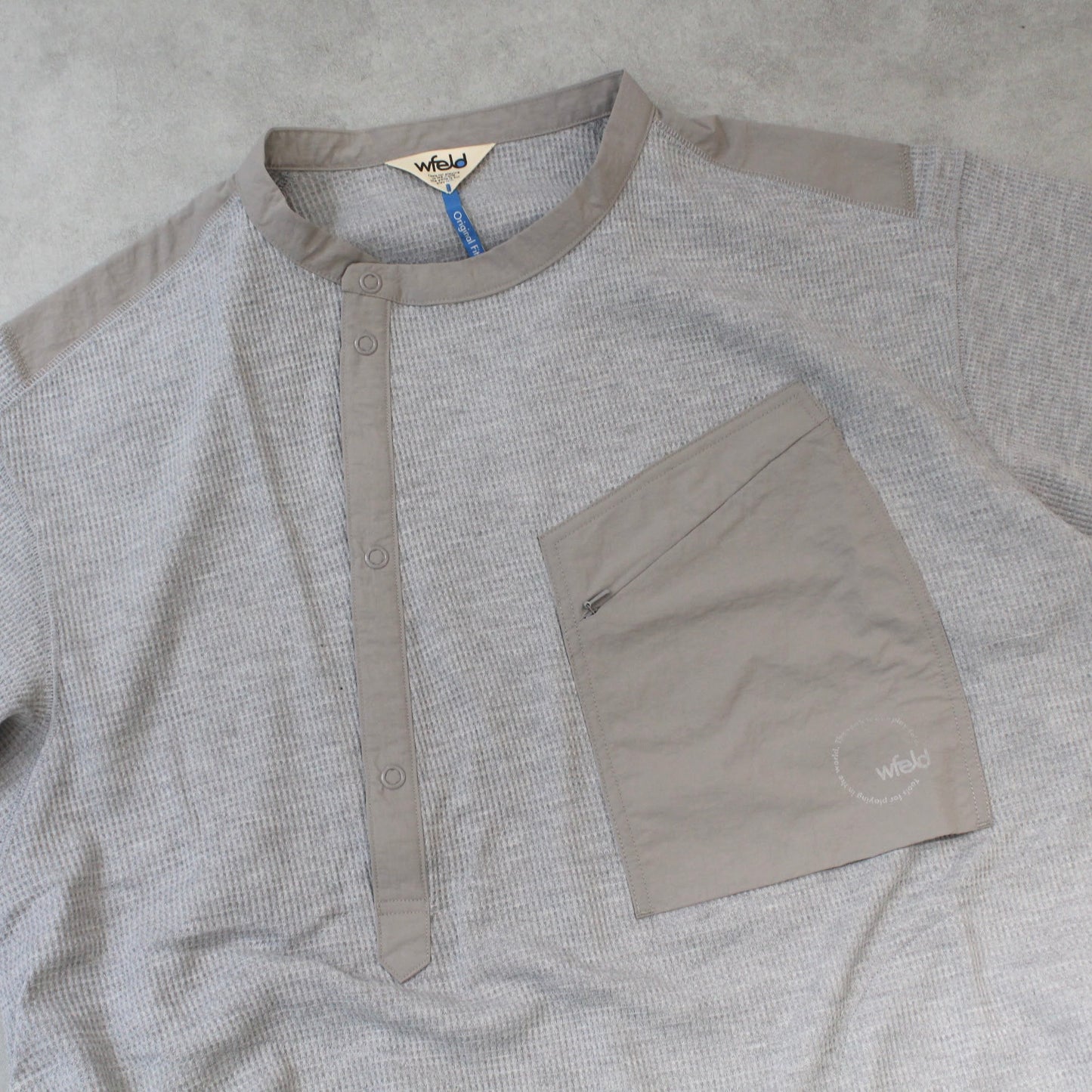 WFELD -
S/S WAFFLES HENLEY NECK SHIRT (OVERSIZED FIT)