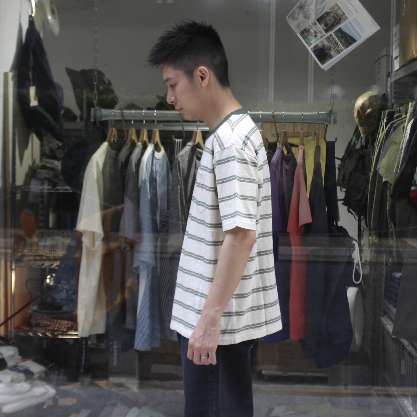 FELCO - AMERICAN VINTAGE STRIPE POCKET TEE (Orange)