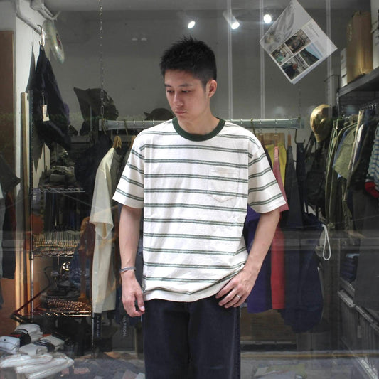 FELCO -  VINTAGE STRIPE POCKET TEE (NATURAL YELLOW STRIPE)