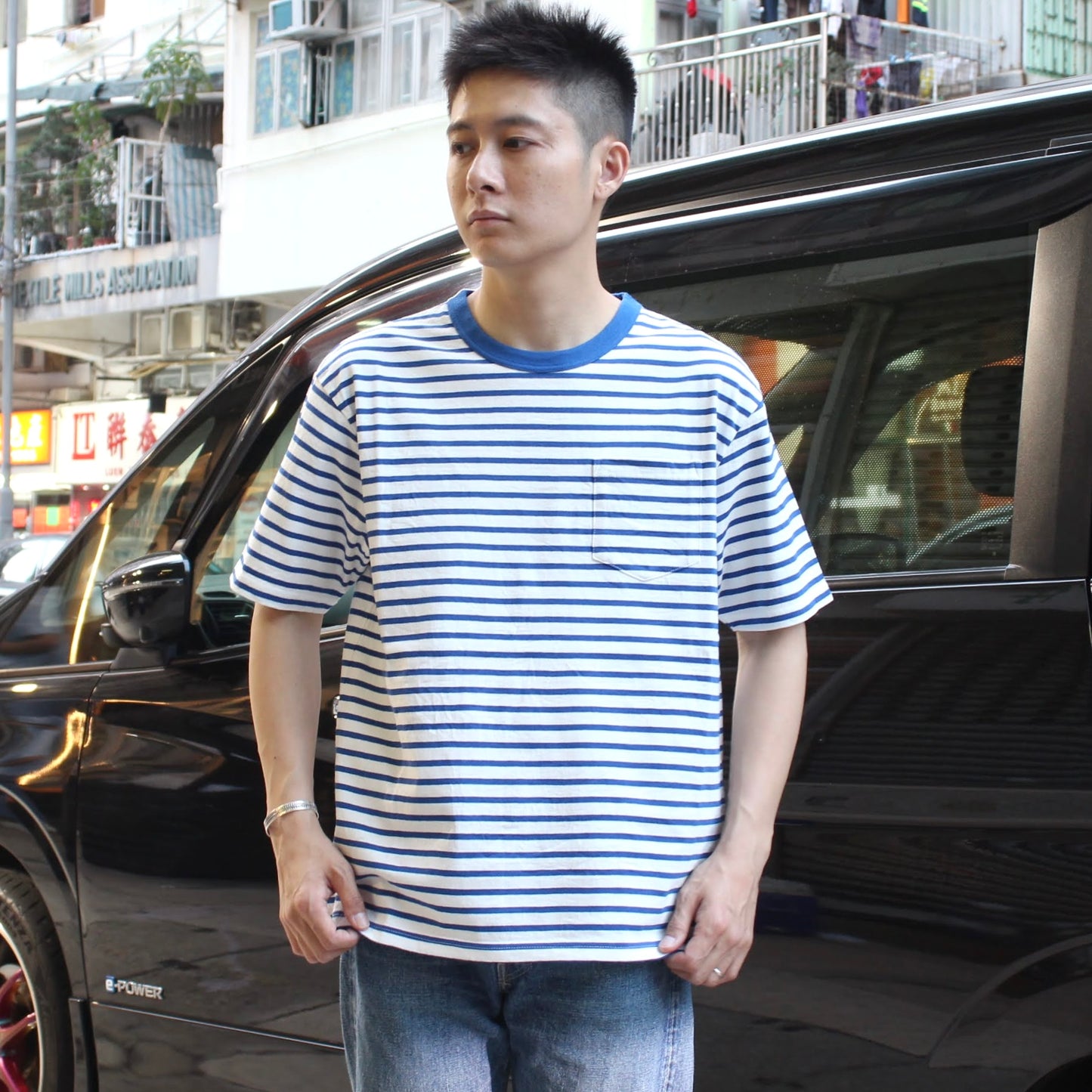 FELCO - 
S/S AMERICAN VINTAGE STRIPE POCKET TEE