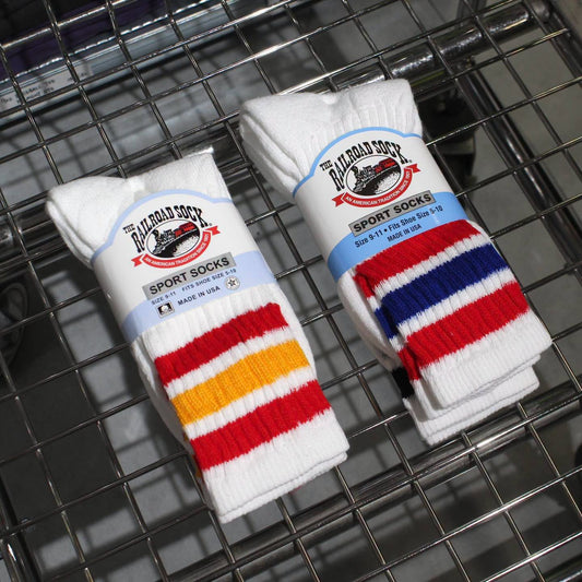 THE RAILROAD SOCKS - AMERICAN RETRO STRIPE CREW SOCKS