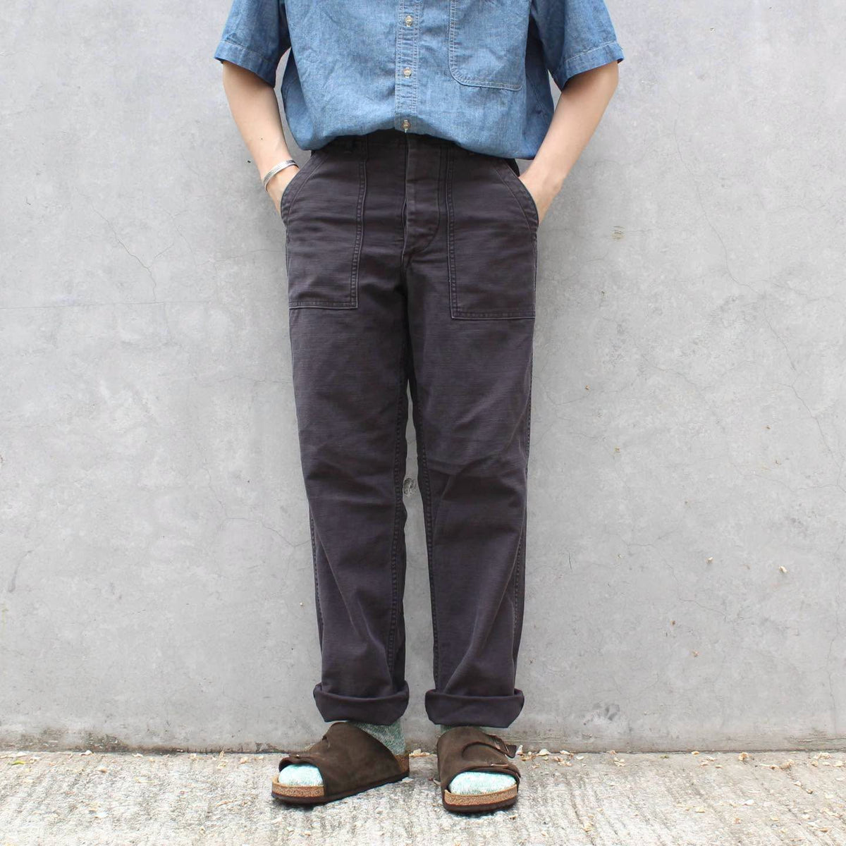 Or Slow- STANDARD ITEM US ARMY FATIGUE PANTS (STONE WASH BLACK)