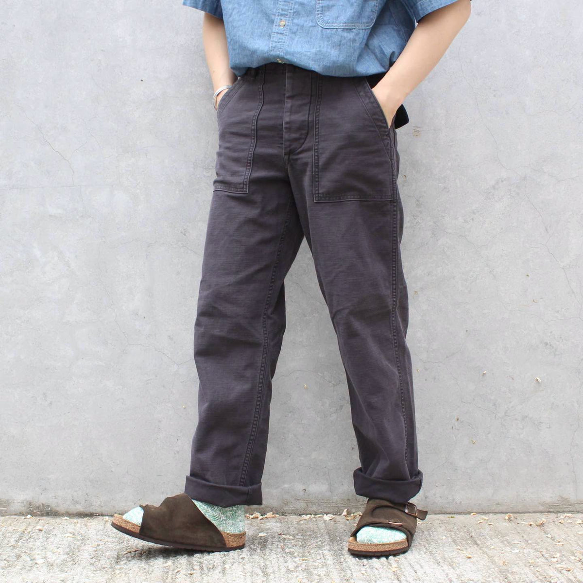 Or Slow- STANDARD ITEM US ARMY FATIGUE PANTS (STONE WASH BLACK)