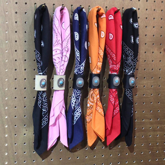MANCINO - ACCESSORI BANDANA WITH LEATHER TURQUOISE