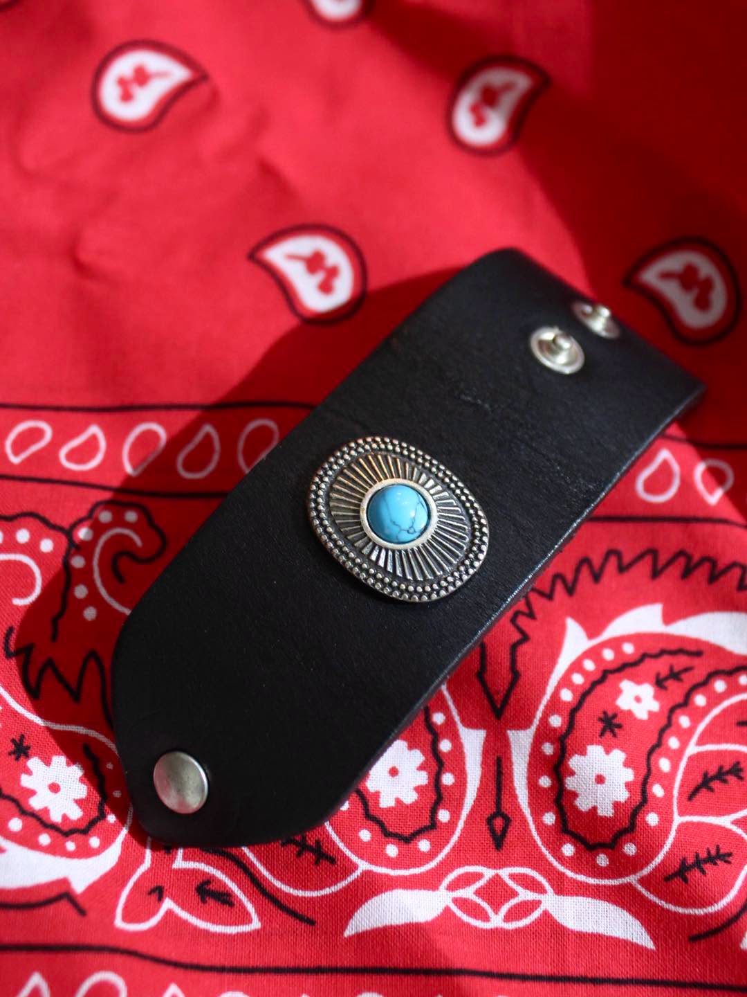 MANCINO - ACCESSORI BANDANA WITH LEATHER TURQUOISE