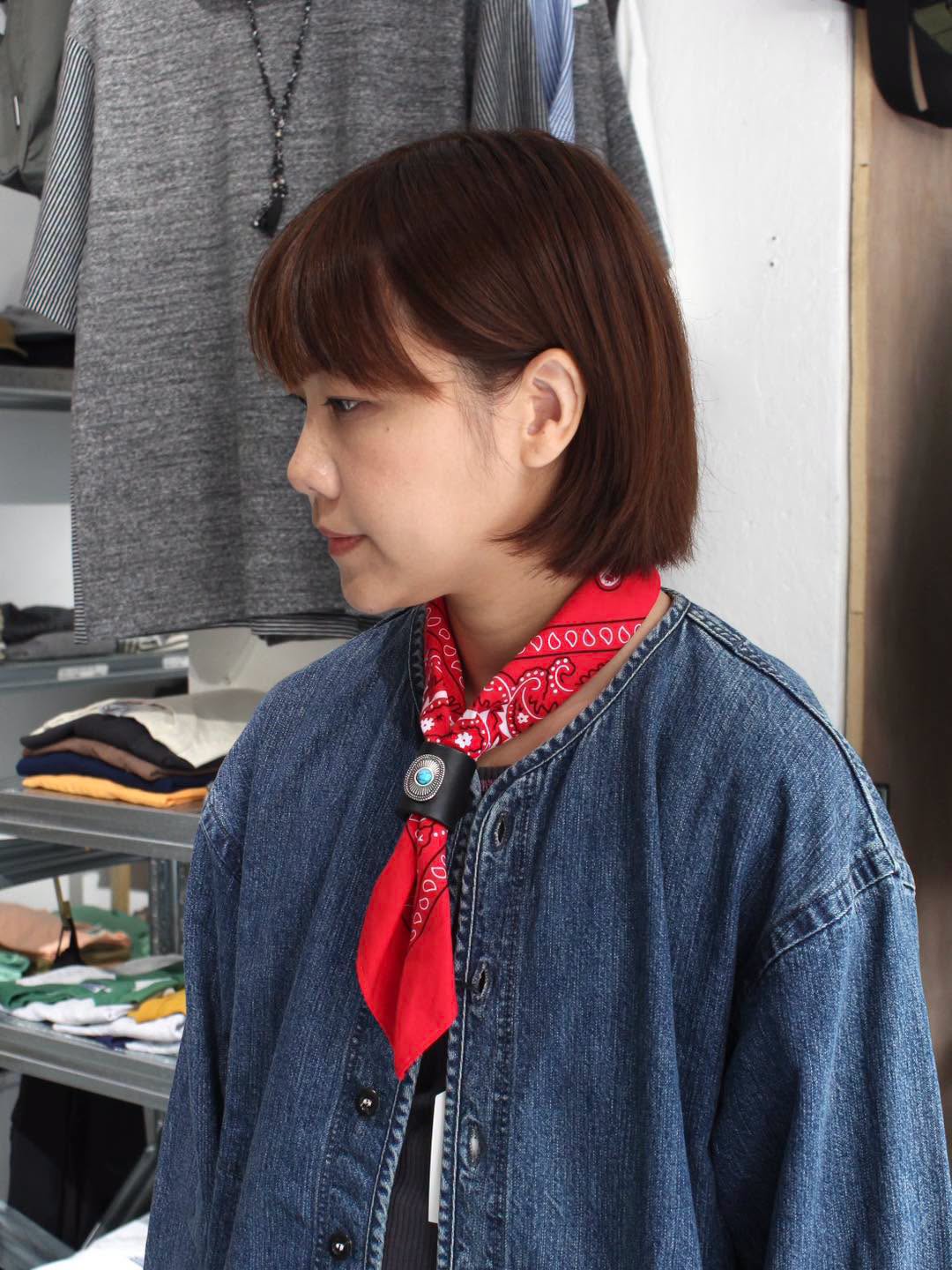 MANCINO - ACCESSORI BANDANA WITH LEATHER TURQUOISE