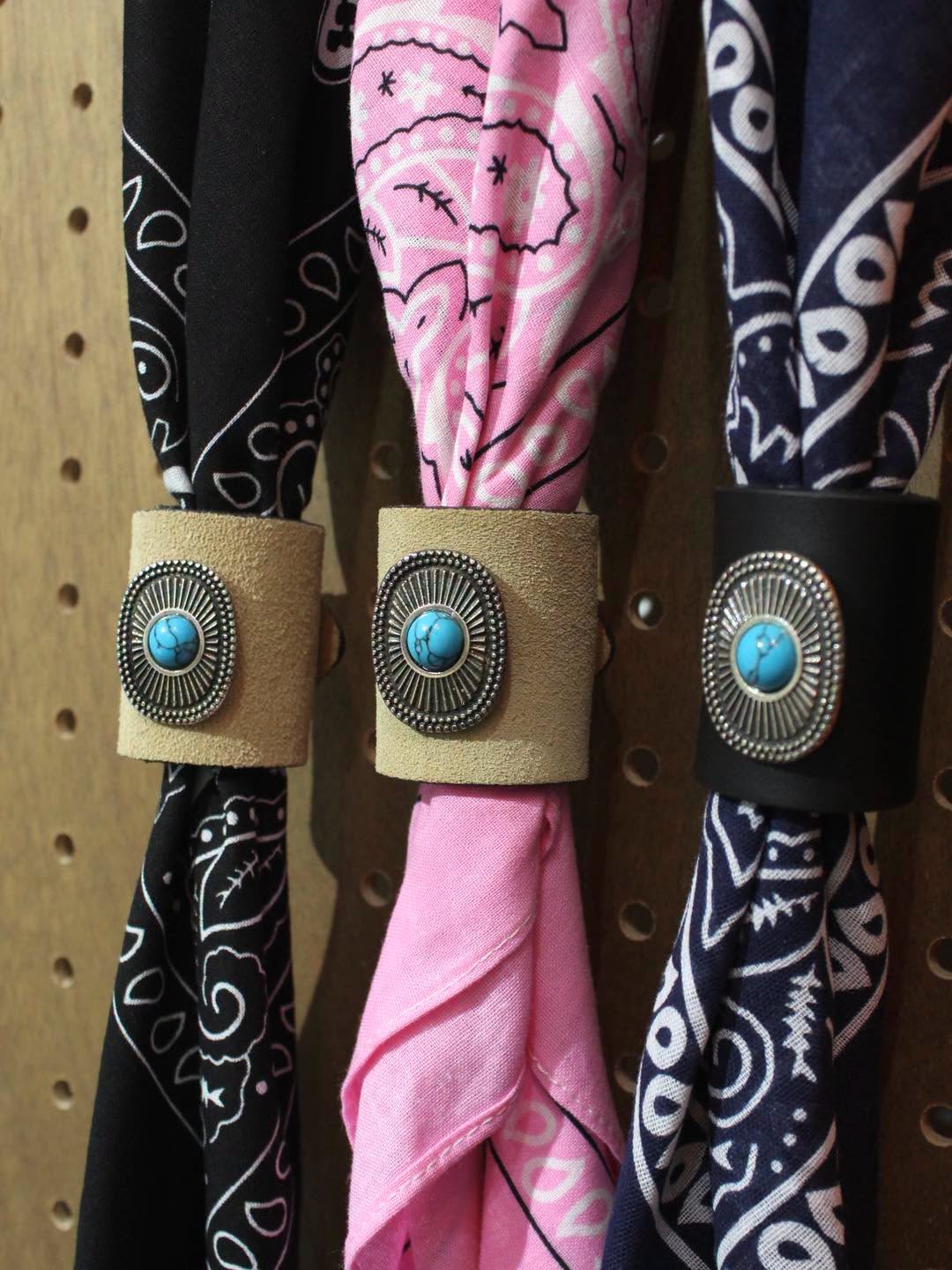 MANCINO - ACCESSORI BANDANA WITH LEATHER TURQUOISE