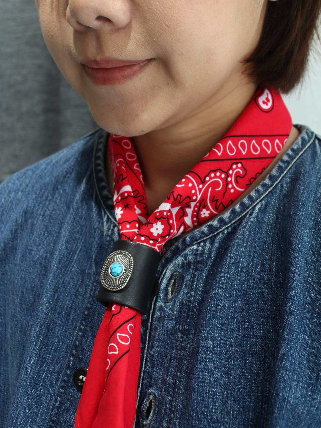 MANCINO - ACCESSORI BANDANA WITH LEATHER TURQUOISE