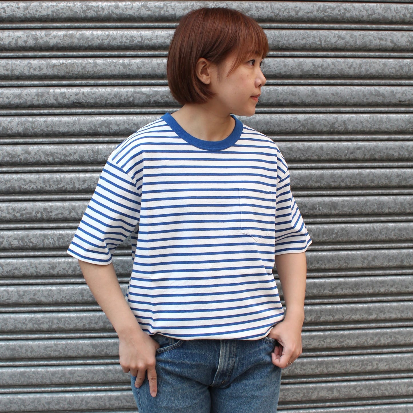 FELCO - 
S/S AMERICAN VINTAGE STRIPE POCKET TEE