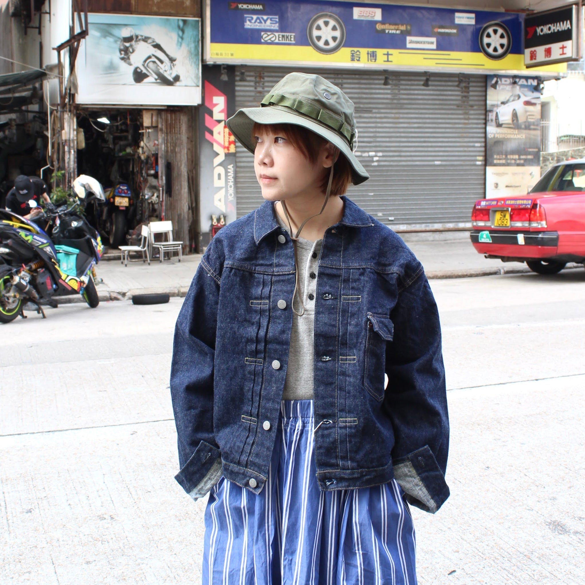 OrSlow - 40'S PLEATED FRONT BLOUSE DENIM JACKET – WHERE.