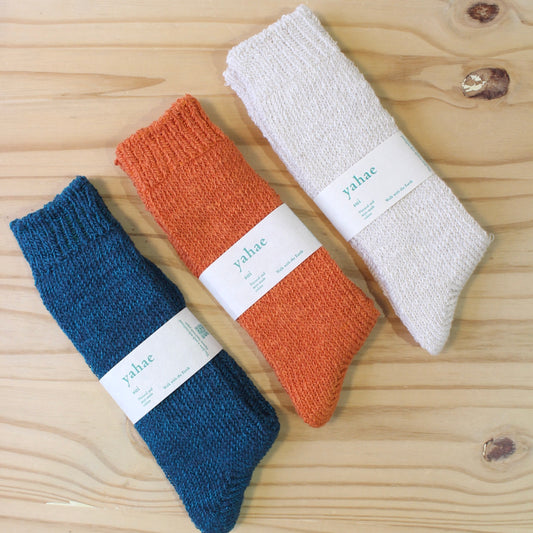 yahae -
ORGANIC COTTON LINEN LOW GAUGE PLAIN SOCKS