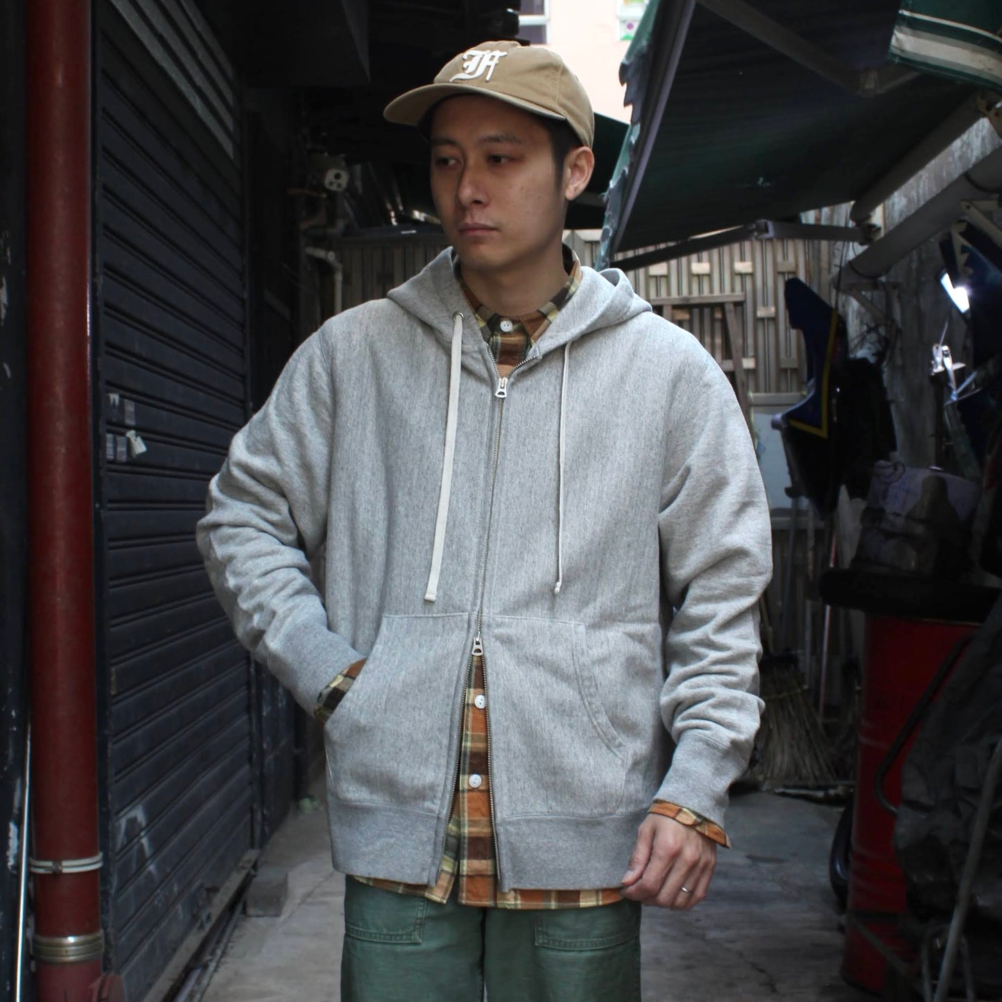 FELCO -
10OZ FRENCH TERRY INVERSE WEAVE KANGAROO ZIP-UP PARKA