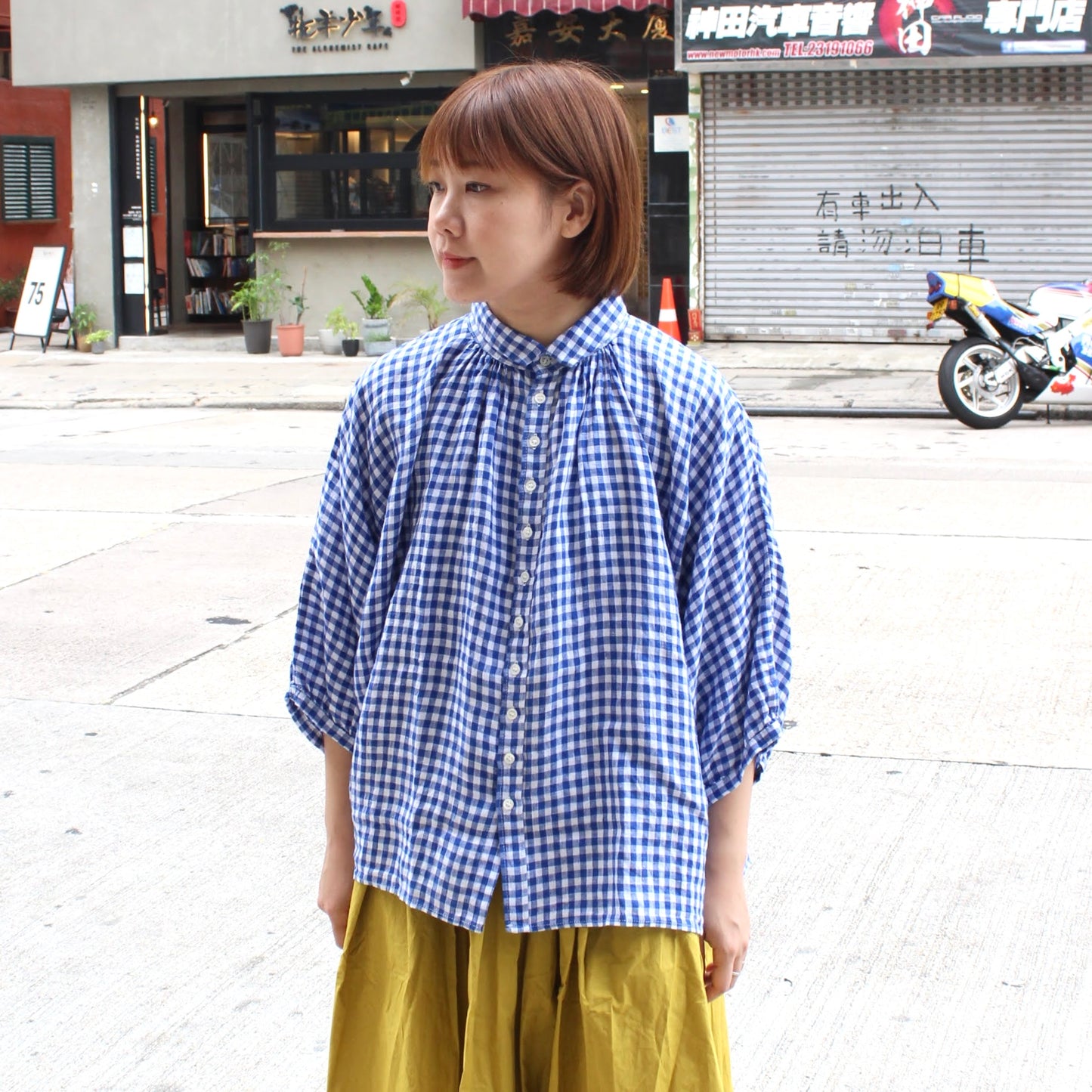 Brocante - 
Check Linen Grand Shirt