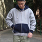 AHE HEE -
NAVY X GREY ZIP UP HOODIE