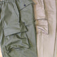 MANUAL ALPHABET -
COTTON NYLON GABARDINE CARGO PANTS