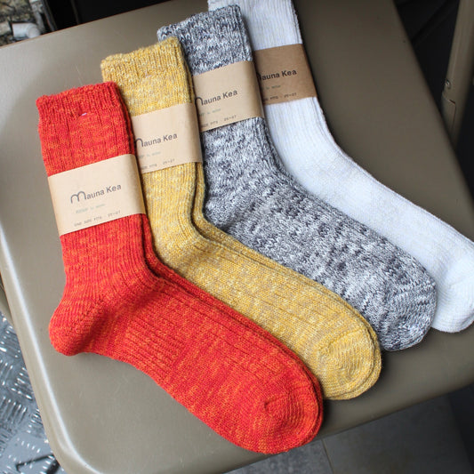 Mauna Kea Socks - 
Slub Low Gauge Rib Socks