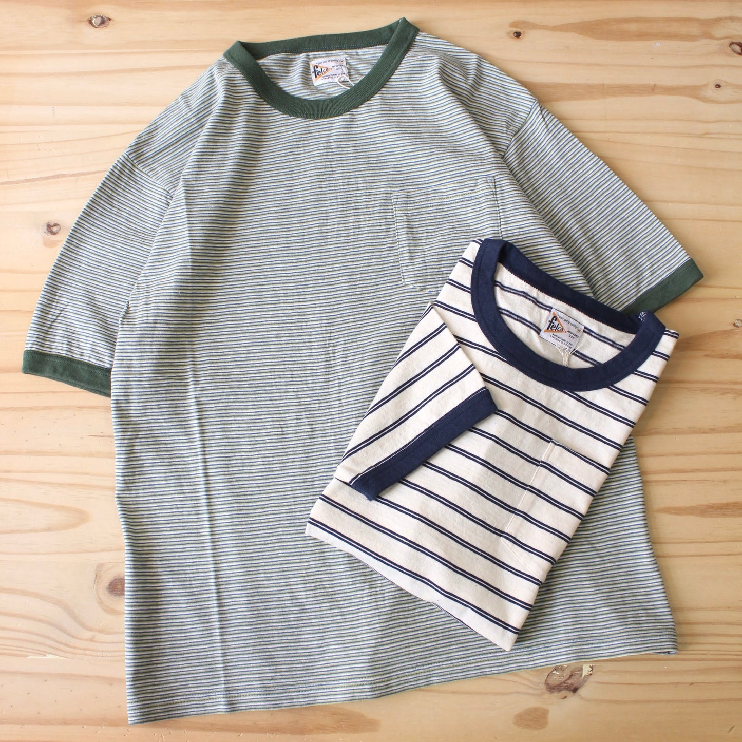 FELCO -
S/S BOYISH STRIPE RINGER POCKET TEE