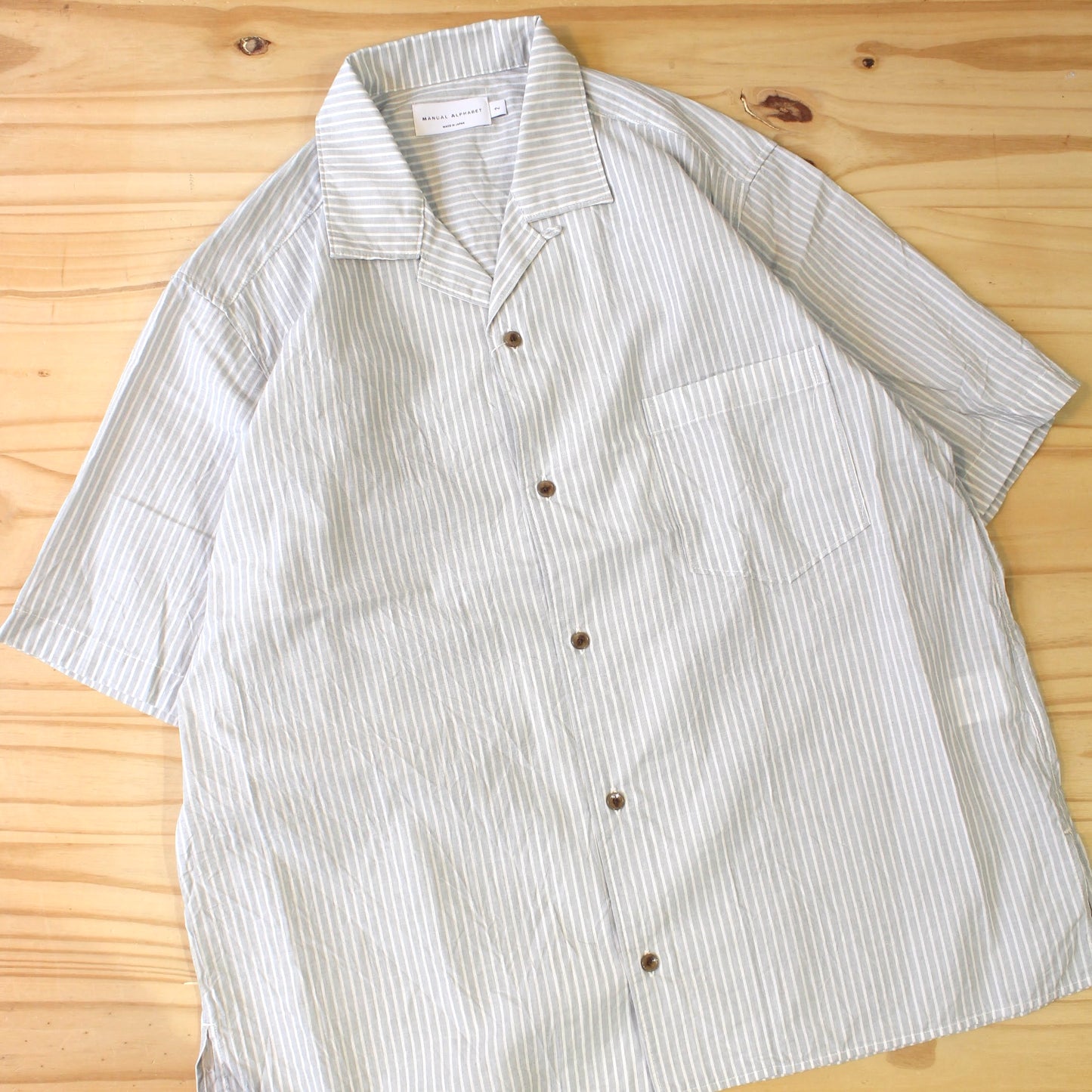MANUAL ALPHABET -
60LWAN OPEN COLLAR S/S SHIRT